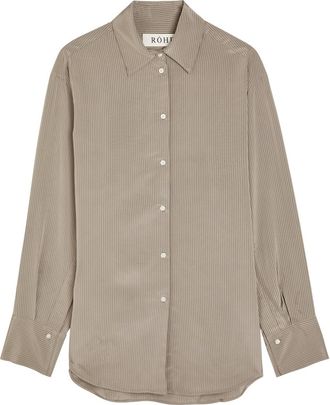 R&oacute;he Open Sleeve Striped Woven Shirt - Light Grey - 34 (UK6 / XS)