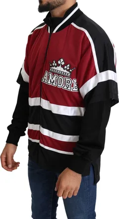 Dolce & Gabbana Red Black AMORE Sport Full Zipper Mens Sweater