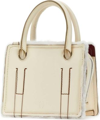 DENTRO Womens Ivory Leather Mini Otto Handbag Cream Borse A Mano Bag