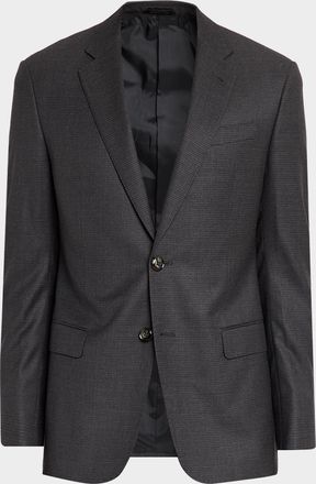 Giorgio Armani Men & apos;s Soft Line Wool Micro-Check Single-Breasted Sport Coat