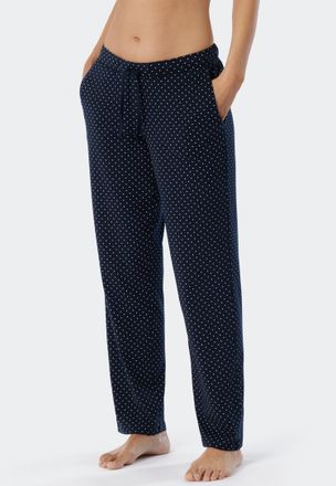 Schiesser Loungehose SCHIESSER Mix + Relax, Damen, Gr. 34, N-Gr, blau (dunkelblau, gem.), Single Jersey, Obermaterial: 95% Baumwolle, 5% Elasthan, bequem lang, 