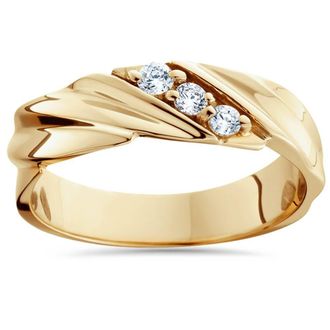 Pompeii3 1/10ct Diamond 14K Yellow Gold Mens Wedding Ring Size Selectable