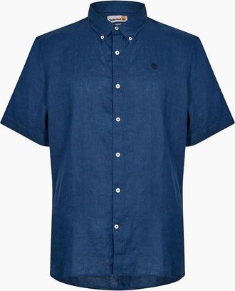 Timberland Mens Mill Brook Collared Button Down Short Sleeve Shirt - Navy - Size: 42/Regular