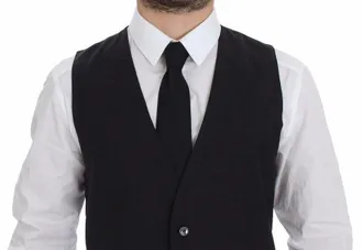Dolce & Gabbana Gray Slim Fit Button Front Dress Formal Mens Vest