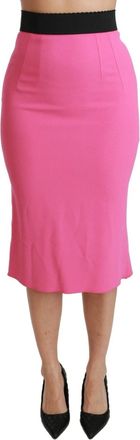 Dolce & Gabbana Pink High Waist Pencil Cut Midi Womens Skirt
