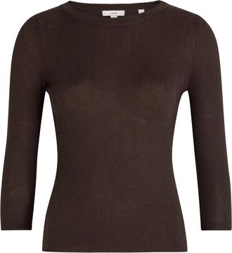 Vince Ribbed Cashmere and Silk-blend top - Brown - S (UK8-10 / S)