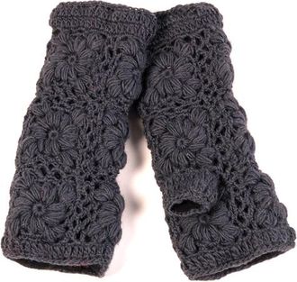 Nirvanna Designs Flower Crochet Handwarmers in Smoke at Nordstrom