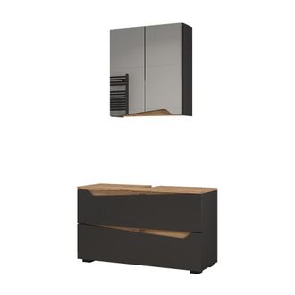 Vicco Conjunto De Muebles De Ba&ntilde;o Marelle, Antracita/roble Artesanal, 2 Piezas, Vicco