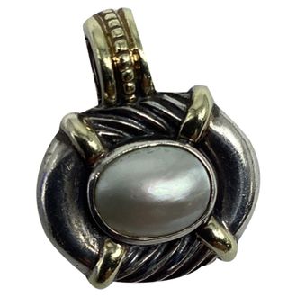 David Yurman Two-Toned Pearl Pendant in Sterling Silver and 14k Yellow Gold