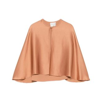 Forte_Forte Cape-Style Blouse - female - Forte Forte - Blouses - Brown - S - Blouses & Shirts
