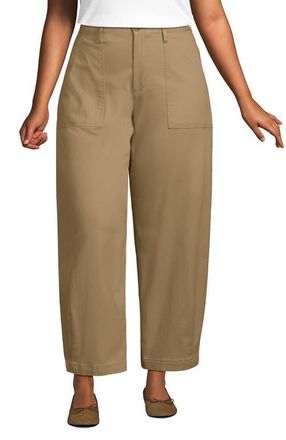 Lands End High Rise Barrel Leg Chino Pants in Desert Tan at Nordstrom, Size 22W