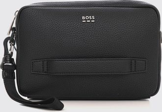 HUGO BOSS Pochette da polso in pelle sintetica a grana con logo metallico