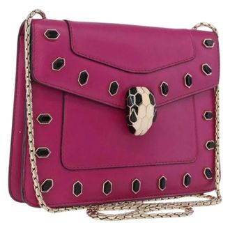 Bulgari Pre-owned Vintage Schoudertas - Dames - Pre-owned - Roze - Maat: ONE Size Leer