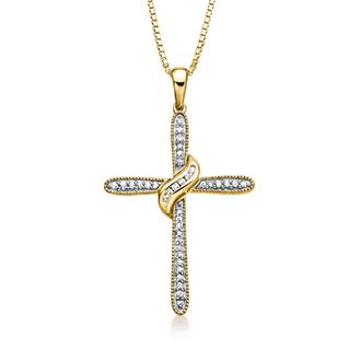 Ross-Simons Diamond Cross Pendant Necklace in 18kt Gold Over Sterling