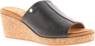 Hush Puppies Womens Wedge Sandals Willow Slide Leather Slip On Black - Size UK 4