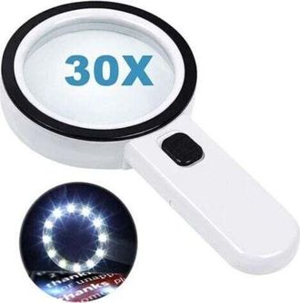 OEM Lupa De Lectura Con 12 Luces Led, Lente De Doble Cristal Y Aumento De 30x. Para Leer F&aacute;cilmente Monedas, Sellos Y Mapas