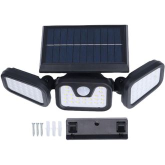 OEM L&aacute;mpara De Pared Solar Led Crezuo De 74 Led Con 3 Cabezales, Detecci&oacute;n De Presencia Humana, Resistente Al Agua Ip65, Inal&aacute;mbrica, Para Patios Exterior