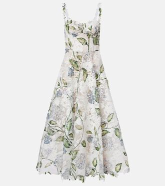 Oscar De La Renta Vestido de fiesta con bustier floral