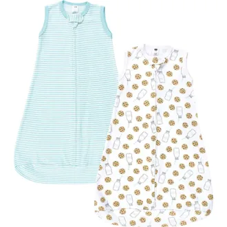 Hudson Baby Cotton Long Sleeve Wearable Sleeping Bag, Sack, Blanket in Mint Milk Cookies Sleeveless at Nordstrom