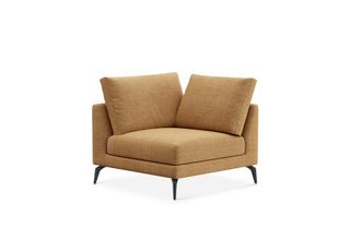 Castlery Lena Corner Sofa Customized, Caramel Washed Chenille, Matte Black Legs, Machine Washable, Removable Covers for Sofas