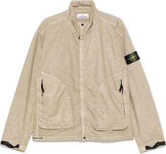 Stone Island Beige Jas met Opstaande Kraag - Heren - Zomerjassen - Beige - L - Jassen