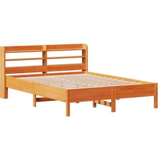 vidaXL Estructura De Cama Sin Colch&oacute;n Madera Maciza Marr&oacute;n 135x190 Cm Vidaxl