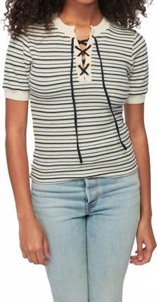 Nation Ltd Reeve Lace Up Tee In Freehand Stripe