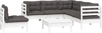 vidaXL Vidaxl - Muebles De Jard&iacute;n 6 Pzas Con Cojines Blanco Madera De Pino