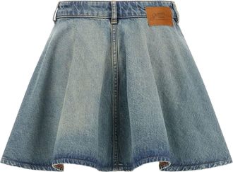 Ganni Womens Denim Skirt Mid Blue Vintage Organic Cotton