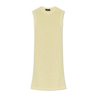 Fabiana Filippi Knitted Dresses, female, Yellow, Size: XS Mini Dress in Cotton Tape with Sequins