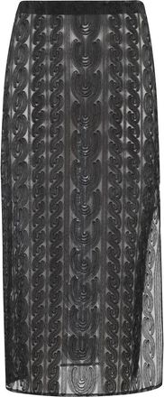 Erika Cavallini Semi Couture Zwarte Midi Rok met Doorschijnende Tule - Dames - Midirokken - Zwart - S - Tule - Rokken
