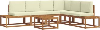 vidaXL 7 Uds. Conjunto De Sof&aacute;s De Exterior Natural Y Crema Vidaxl
