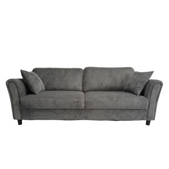 Concept Usine Sof&aacute; recto de 4 plazas de terciopelo acanalado gris oscuro