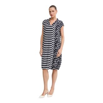 Joseph Ribkoff Conversational Print Cocoon Jurk - Dames - Casual kleedjes - Blauw - 3XL - Polyester - Kleedjes