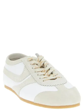 Dries Van Noten Leather and Suede Colorblock Sneaker - Cream