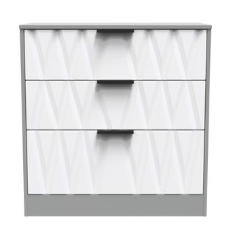 Welcome Furniture Calgary Ready Assembled 3 Drawer Deep Chest in White Matt & Dusk Grey - Welcome Furniture | TJ Hughes