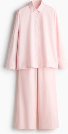 H&M Pyjama aus Baumwollsatin - Pink