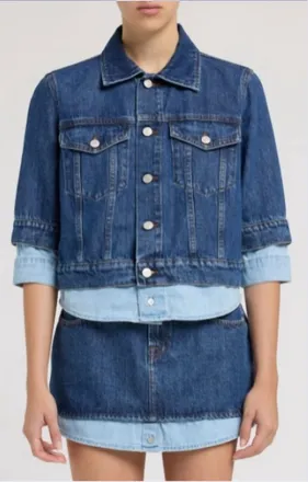 7 For All Mankind Double Layer Trucker Jacket In Shadow