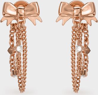 Charles & Keith Paige Crystal-Chain Bow Drop Earrings