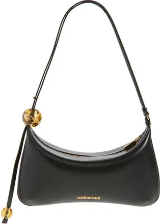 Jacquemus Le Grand Bisou Perle Leather Shoulder Bag in Black at Nordstrom