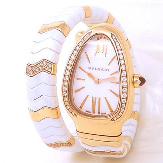 Bulgari Pre-owned Bvlgari Serpenti Spiga White Lacquered Dial Ladies Watch 102202