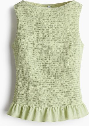 H&M Gesmoktes Top mit U-Boot-Ausschnitt - Green