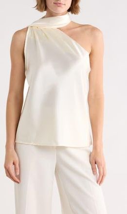 Renee C Scarf Detail One-Shoulder Satin Top in Light Butter at Nordstrom Rack, Size X-Small