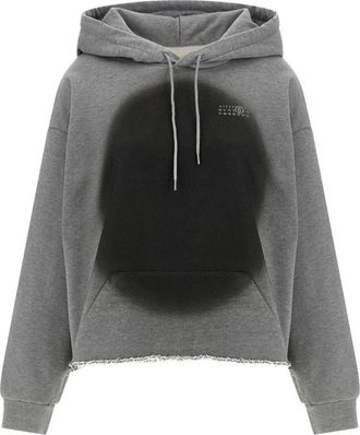 Maison Margiela Numeric Signature Spray Hoodie - Dames - Hoodies - Grijs - S - Katoen - Hoodies & sweatvesten