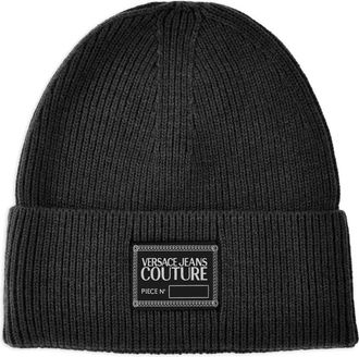 Versace Jeans Couture Berretto a coste con placca logo - Nero