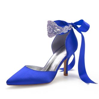 Miyoopark Women Shoes Heels for Wedding Closed Pointed Toe Evening Pumps Shoes M520 Royal Blue UK 7.5
