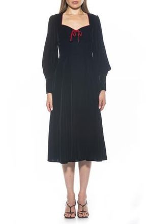 Alexia Admor Willa Bishop Sleeve Velour Dress in Black at Nordstrom Rack, Size 8