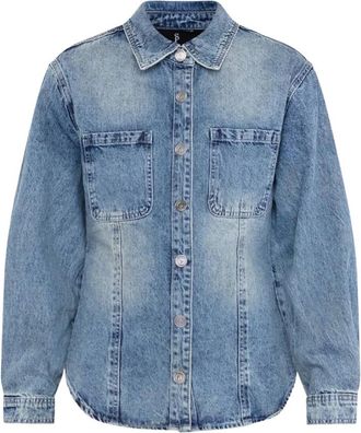 Sisters Point Fiora-Sh Denim Shirt - Dames - Blouses & Shirts - Blauw - Maat: L Denim