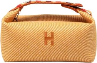 Herm&egrave;s Pre-owned Bride-a-brac Reistas Toile - Dames - Vintage Mini Tas - Oranje - ONE Size - Wol - Vintage