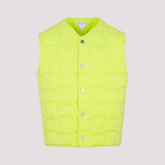 Bottega Veneta Fluo Gele Nylon Gevoerde Vest